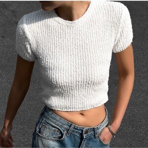 The Frankie Shop Ivory Knit Crop Top